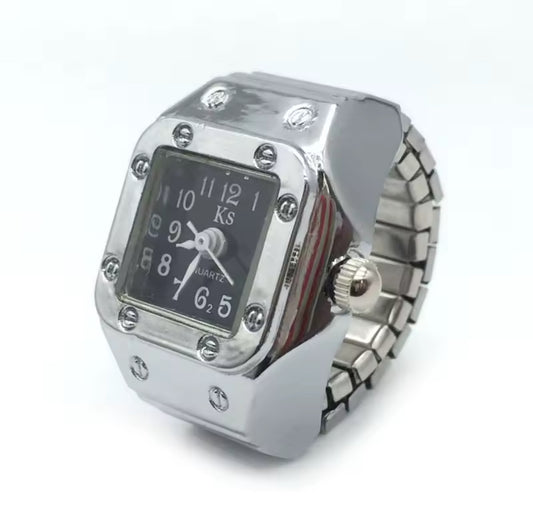Anillo Reloj Cuadrado Robusto