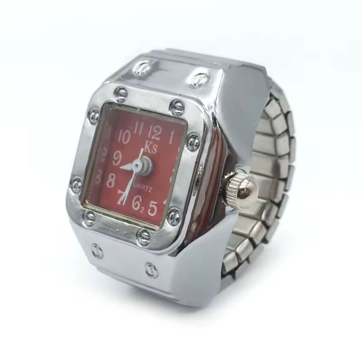 Anillo Reloj Cuadrado Robusto